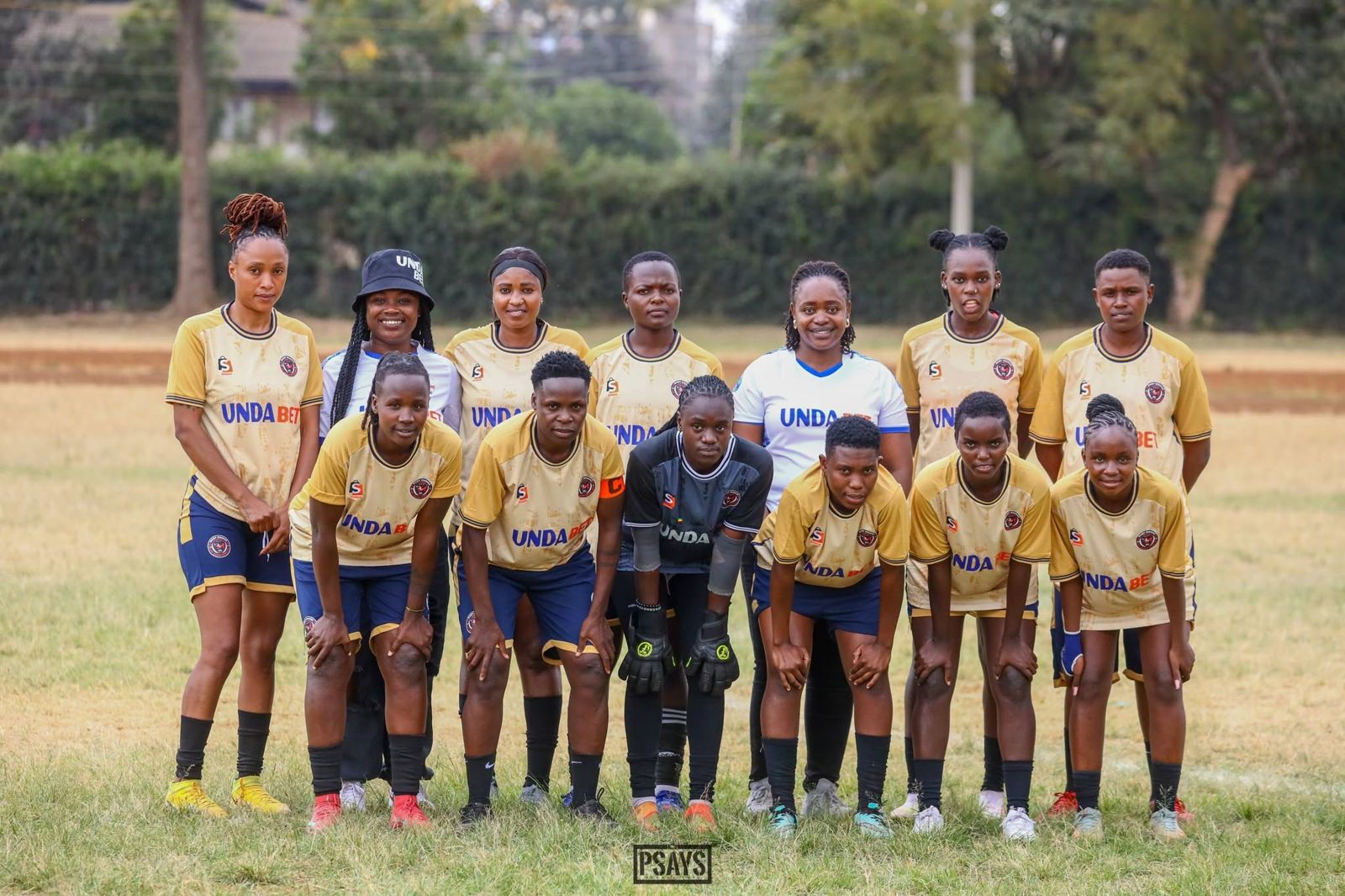 The Baby Mamas squad lined up in the gold kit